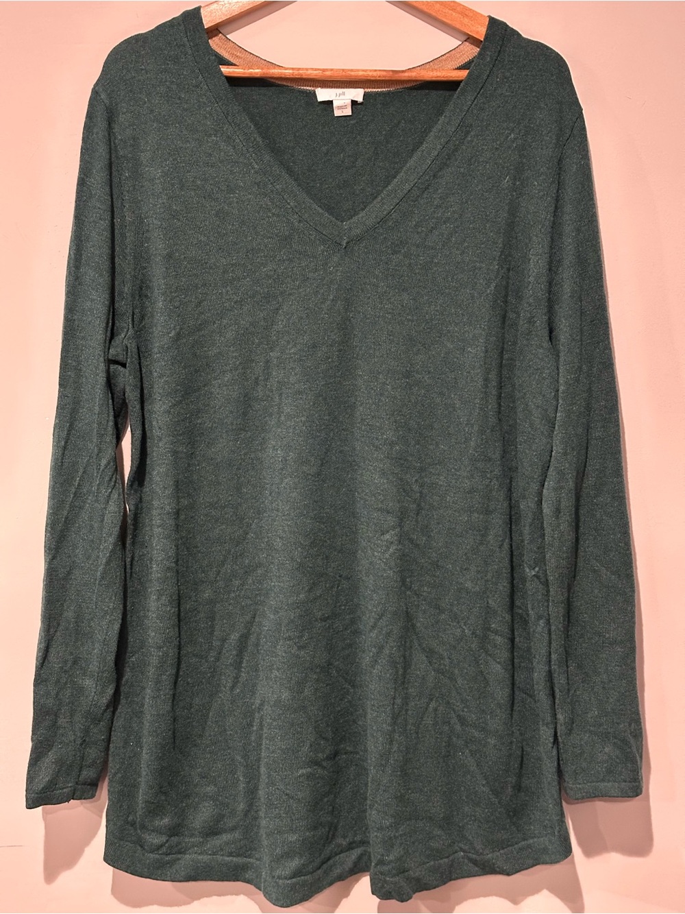 J. Jill Deep Green V-Neck Knit Top